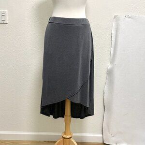 prAna Hemp Blend Faux Wrap High-Low Pull-On Skirt Pockets Gray size Medium